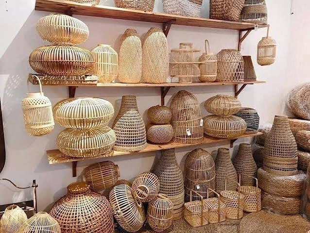 Sculptural Bamboo Cocoon Pendant Light Shade