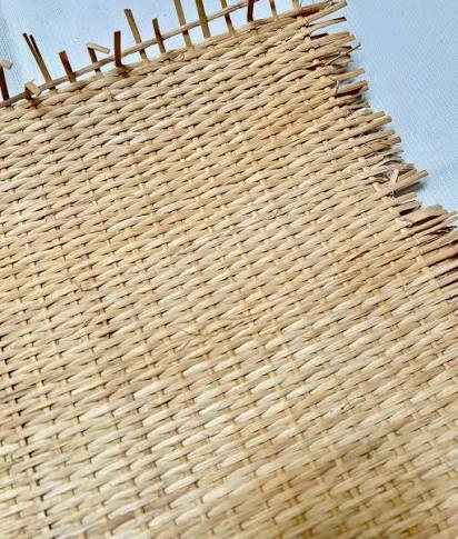 Handwoven Bamboo Table Runner with Natural Fringe Edge