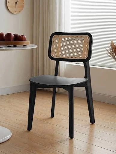 Noir Mid-Century Solid Beech & Cane Dining Chair
