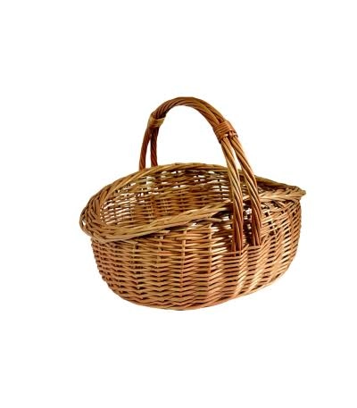 Classic Handwoven Willow Oval Gathering Basket with Handle